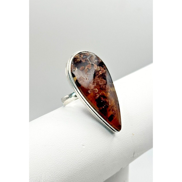 Natural Turtella Jasper Ring .925 Stone Ring Sz 8 - 8.63 Grams 1 3/4" Stone - Picture 3 of 4